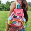 [Pink Rabbit] Embroidered Applique Kids Fabric Art School Backpack / Outdoor Backpack (8.7*10.2*4.3)