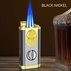 Cigar Lighter With Transom Three Torch Lighter (Option: Nickel-Gift Box Packaging)