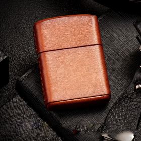 Kerosene Lighter Men's High-end Creativity (Option: Cowhide brown)