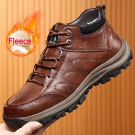 Casual Leather Shoes Simple Travel Outdoor Men's Shoes (Option: Cotton Brown-43)