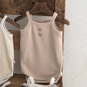 21 New Korean Version Of The Newborn Baby Soft Sling One-Piece Comfortable Romper Vest Triangle Bag Fart Clothes (Option: Beige-90cm)