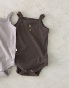 21 New Korean Version Of The Newborn Baby Soft Sling One-Piece Comfortable Romper Vest Triangle Bag Fart Clothes (Option: Dark brown-90cm)