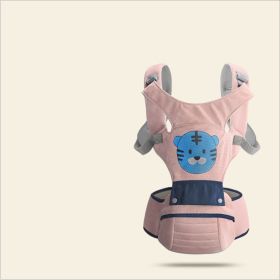 Newborn Baby Carrier Women Multifunctional Baby Carrier Baby Waist Stool Cotton T Shirts Dad Hands Free Baby Kangaroo Packet (Color: Pink)