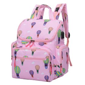 Multifunctional Large-Capacity Mommy Backpack (Option: Pink hot air balloon)