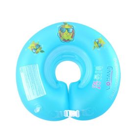 Baby Swimming Ring Neck Newborn Baby Inflatable Neck Ring Plum Blossom (Option: Blue-S)