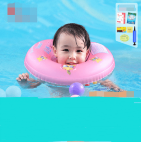 Baby Swimming Ring Neck Newborn Baby Inflatable Neck Ring Plum Blossom (Option: Pink standard-S)