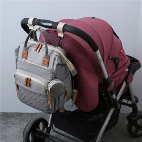 New Mommy Backpack Can Hang Baby Stroller Baby Bag Folding Crib Mommy Bag (Option: Light gray)