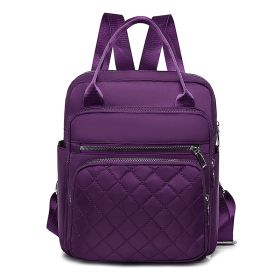 Oxford Cloth Backpack Women Spring And Autumn New Style Travel Bag Large Capacity Ladies Backpack (Color: Purple)