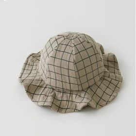 All-match Cute Fisherman Hat For Infants And Children (Option: Plaid khaki-0to2 one size)