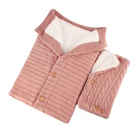 Anti-kick Sleeping Bag Wool Knitted Baby Outdoor (Option: Pink-68x40cm)