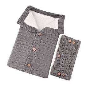 Anti-kick Sleeping Bag Wool Knitted Baby Outdoor (Option: Light Grey-68x40cm)