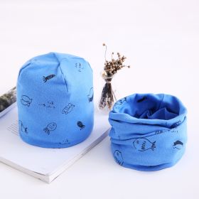 Two-piece Towel Baby Cotton Collar Hat Set (Option: Dark Blue-L)