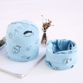 Two-piece Towel Baby Cotton Collar Hat Set (Option: Light Blue-L)