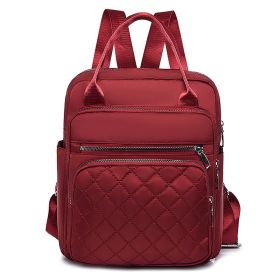 Oxford Cloth Backpack Women Spring And Autumn New Style Travel Bag Large Capacity Ladies Backpack (Color: Wine Red)