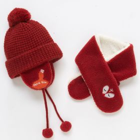 Children's Fleece Warm Hat And Scarf Set (Option: Red-Hat circumference 40to50cm)