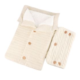 Anti-kick Sleeping Bag Wool Knitted Baby Outdoor (Option: White-68x40cm)