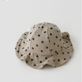 All-match Cute Fisherman Hat For Infants And Children (Option: Polka dot khaki-0to2 one size)