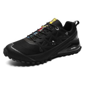 Men's Outdoor Off-road Running Shoes Air Cushion Mountaineering (Option: 8 Black-44)